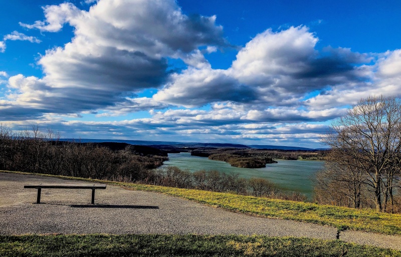 Overlook above blue marsh lake