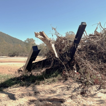 Charles D. Owen TRACK Trail Kiosk ruined from hurricane helene