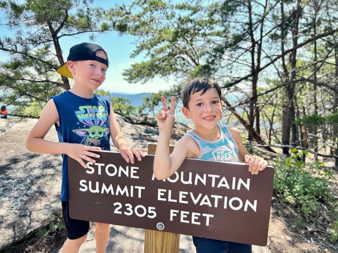 Jackson and Cooper atop Stone Mountain